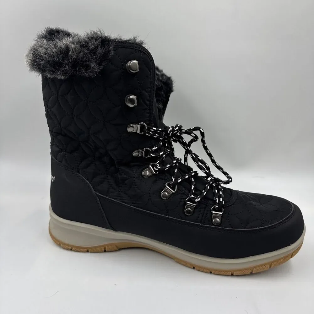 Chooka Women's Belltown Black Mid Faux Fur Insulated Winter Snow Boots 11